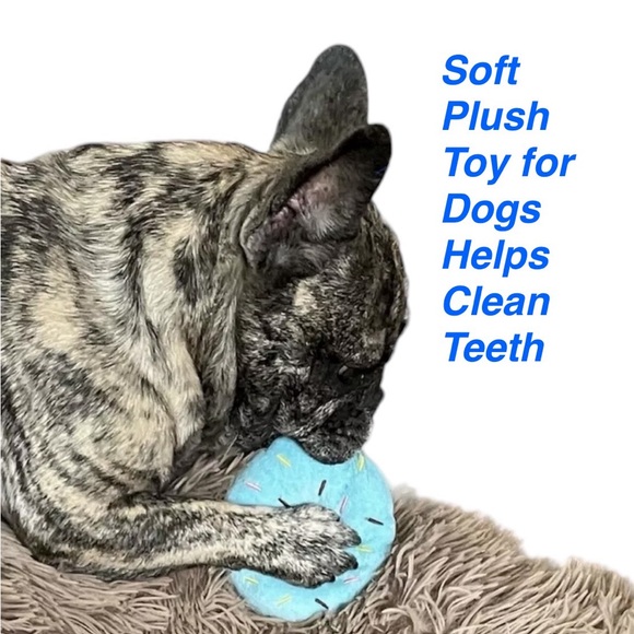 Puppy Dog Pets Donut Shaped Plush Toy with Squeaker Perfect for Chewing Playin - Picture 4 of 7